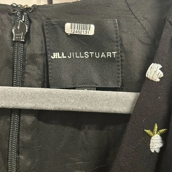 JILL STUART Black Floral V-Neck Mini Dress Size 2 Ruffled Sheath $318 Designer - Picture 6 of 9